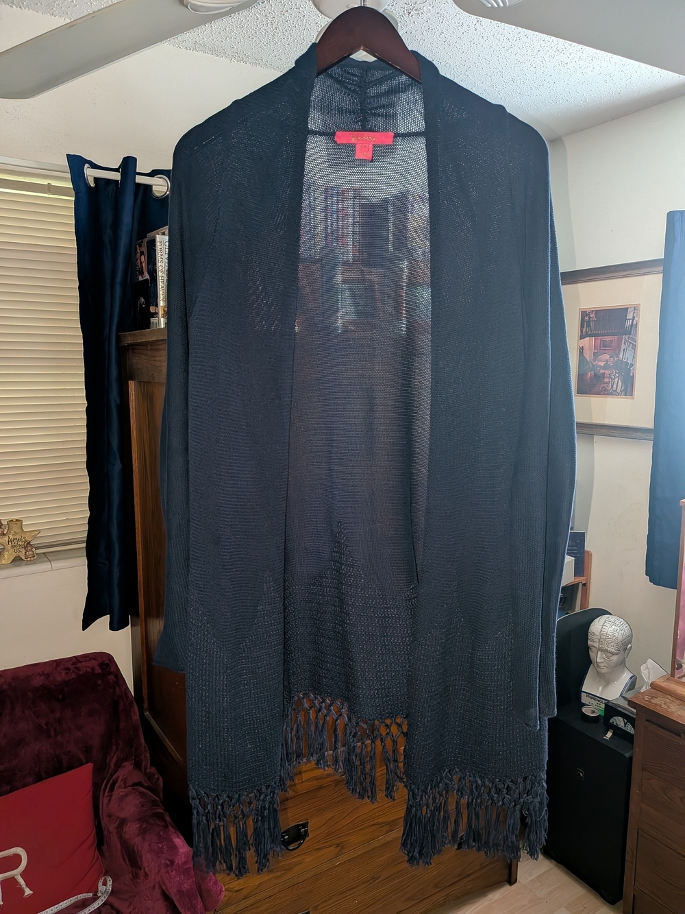 Lilly Pulitzer Navy Open-Front Fringe Women’s Cardigan